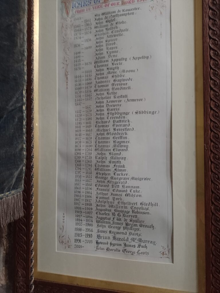 Image of list of Vicars