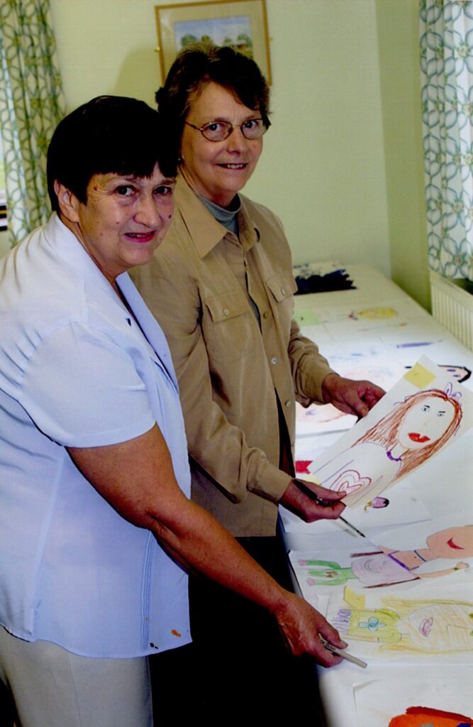 Rosemary & Audrey - Judging Borden School Entries